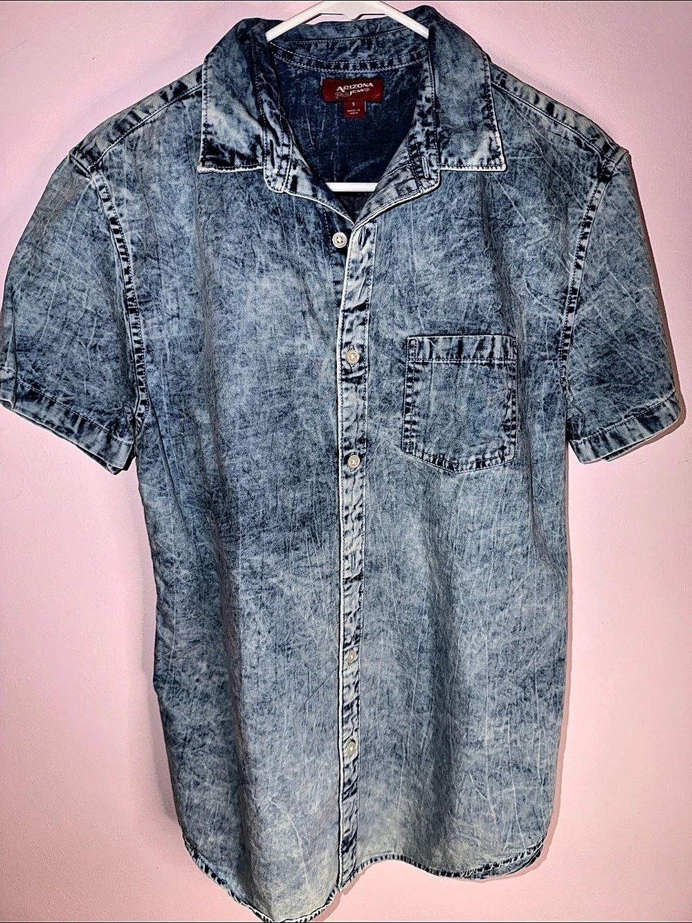 Arizona Jean Co. Denim Short Sleeve Button Down Size Small Like New